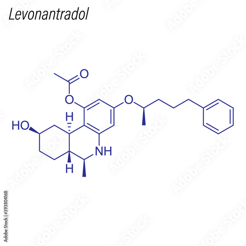 Vector Skeletal formula of Levonantradol. Drug chemical molecule.