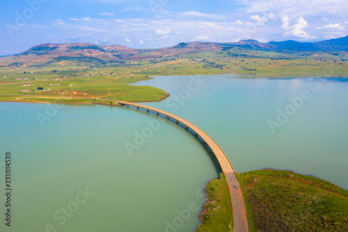 The road bridge  called Banana Bridge  over the Tugela River below Woodstock Dam wall near Bergville in the Kwazulu-Natal Province 