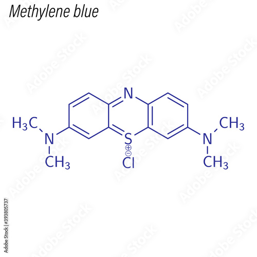 Vector Skeletal formula of Methylene blue. Drug chemical molecule.