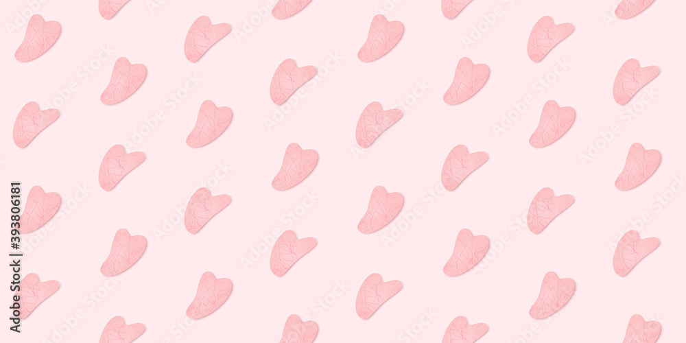 Gua Sha massage for face. Seamless pattern of stones. Acupuncture anti-aging traditional chinese medicine self care method. Home beauty routine. Vector flat illustration. Gua Sha massage for face. Seamless pattern of stones. Acupuncture anti-aging traditional chinese medicine self care method. Home beauty routine. Vector flat illustration.