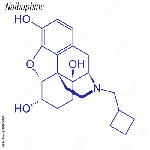 Vector Skeletal formula of Nalbuphine. Drug chemical molecule.