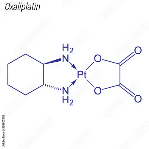 Vector Skeletal formula of Oxaliplatin. Drug chemical molecule.