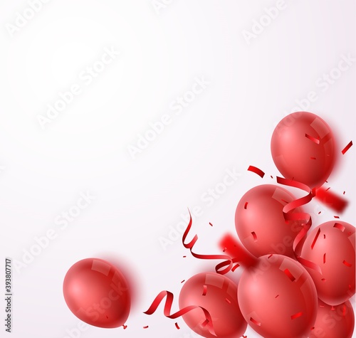 Red Balloons with confetti and background