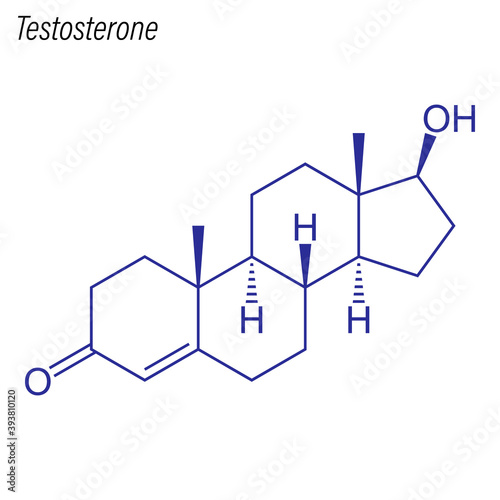 Vector Skeletal formula of Testosterone. Drug chemical molecule.