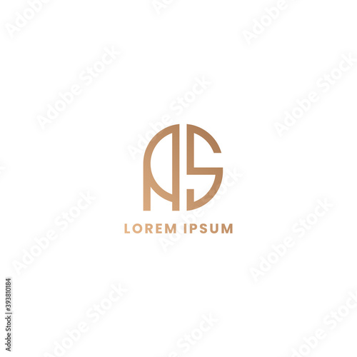 Simple and minimalist geometric letter AS monogram logo with rounded style