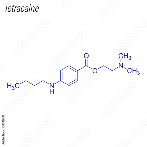 Vector Skeletal formula of Tetracaine. Drug chemical molecule.