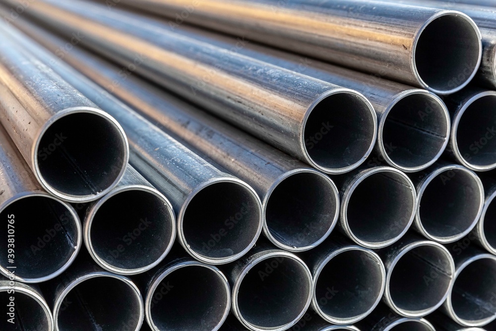Close - up Stack of construction metal pipes Close - up Stack of construction metal pipes