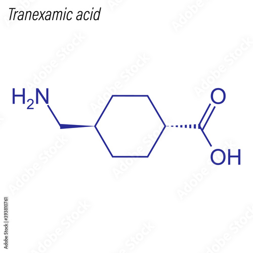 Vector Skeletal formula of Tranexamic acid. Drug chemical molecule.