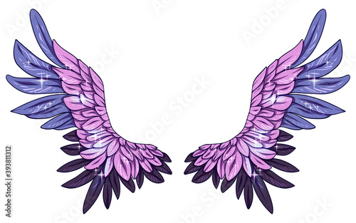 Beautiful magic shiny violet purple wings, vector © Евгения Савченко