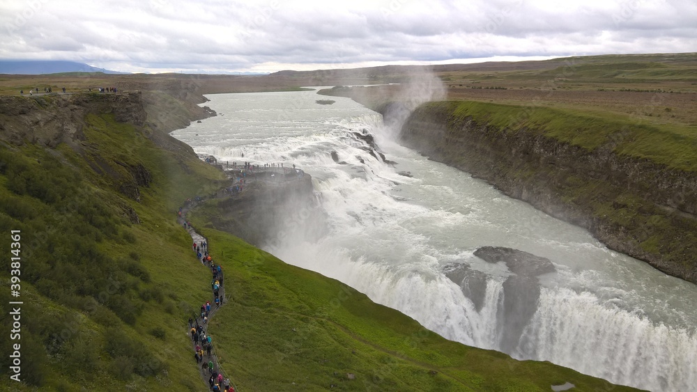 Wasserfall, Gullfoss, Island, Natur, Wasser, Sommer Wasserfall, Gullfoss, Island, Natur, Wasser, Sommer