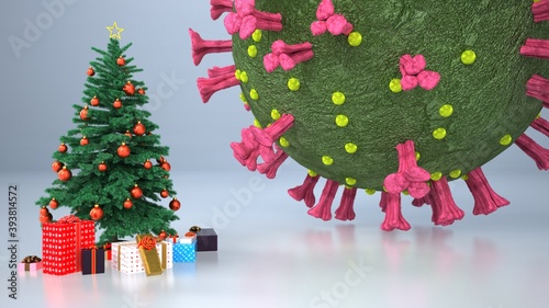 Fototapeta Naklejka Na Ścianę i Meble -  Christmas Coronavirus Pandemic