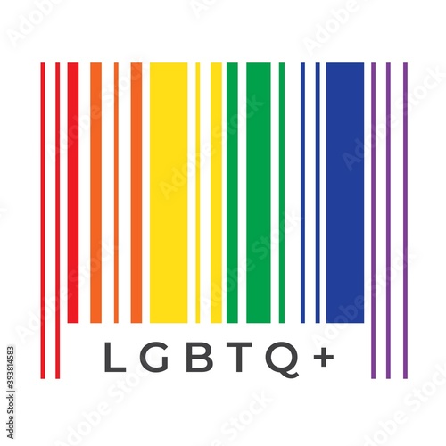 Barcode with LGBTQ+ pride rainbow colors. Lgbt community sign