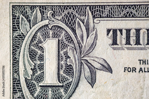 banknot 1 dolar w makro zbliżeniu 