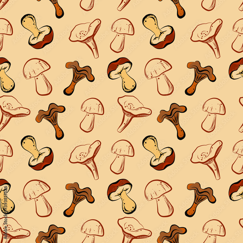 Color seamless pattern of elements on the autumn theme. Color seamless pattern of elements on the autumn theme.