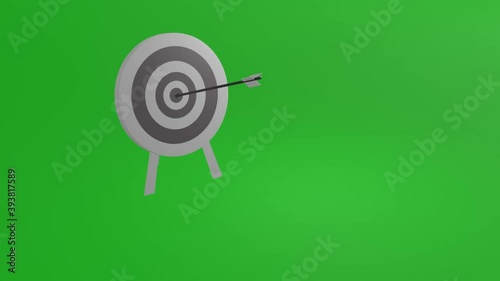 animation an arrow hits the center of the target - green background