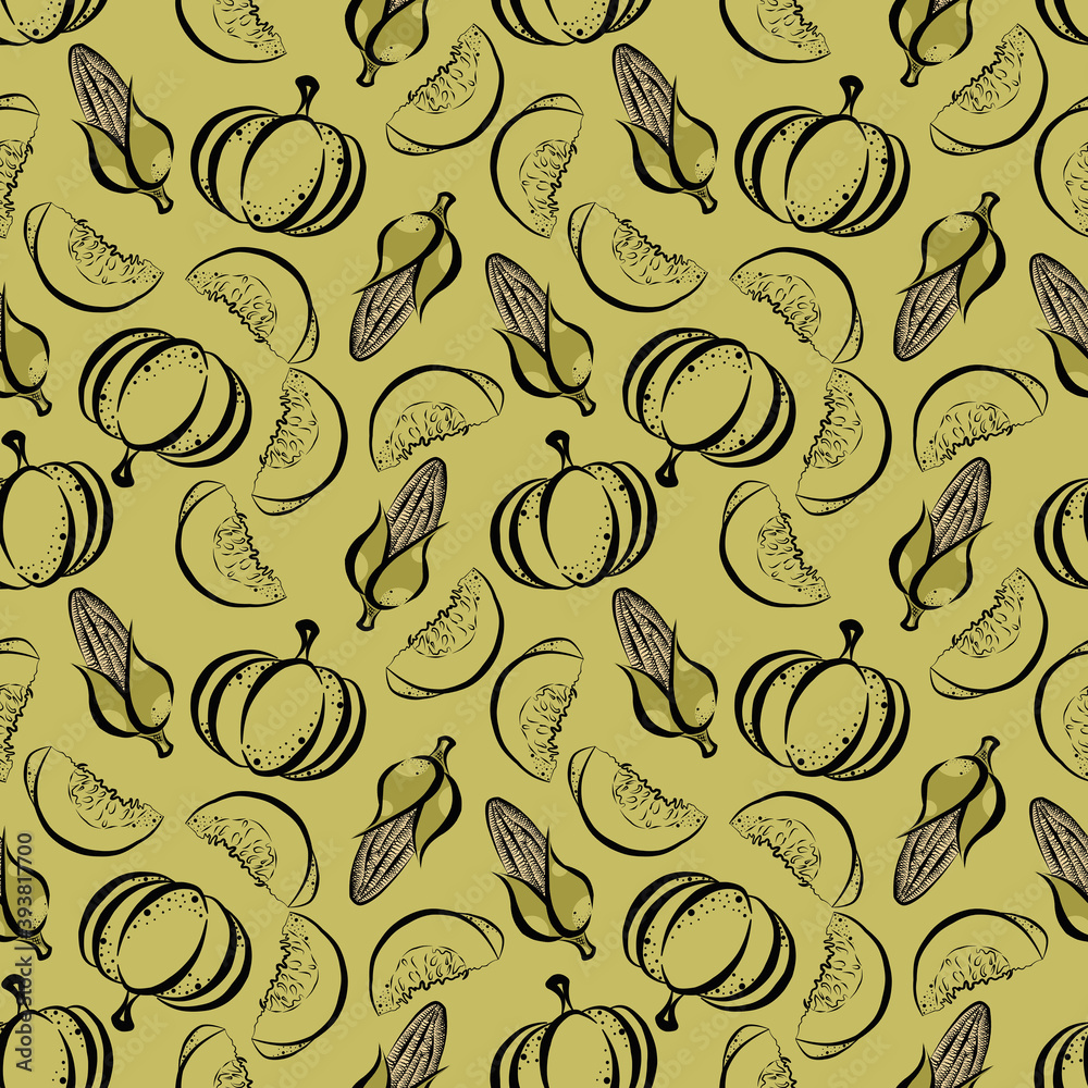 Color seamless pattern of elements on the autumn theme. Color seamless pattern of elements on the autumn theme.