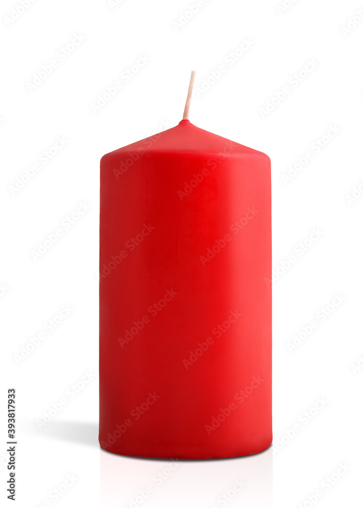 New red candle for decoration on white isolated background New red candle for decoration on white isolated background