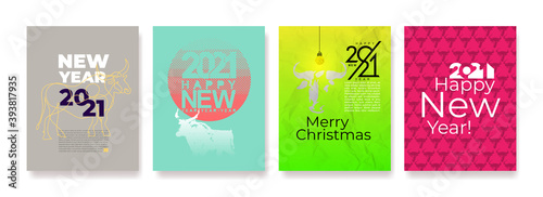 Year of the bull. Abstract illustration for the New Year for poster, background or card. Freehand drawing for the year of the bull according to the Eastern 2021 Chinese calendar vector illustration.