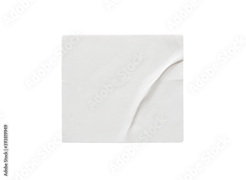 Blank white sticker label isolated on white background