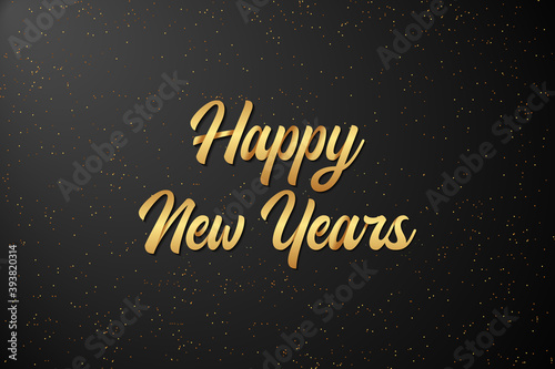 Happy new years background with golden text on black