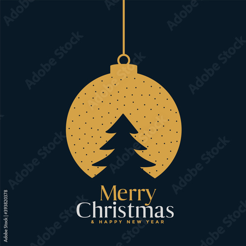 merry christmas flat style tree and bauble concept background