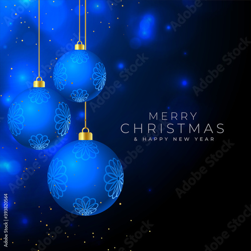 merry christmas beautiful background with hanging baubles