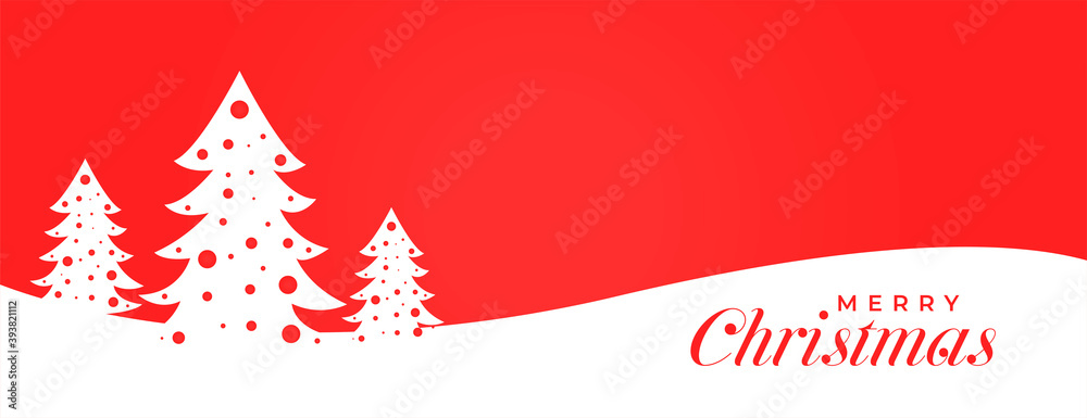 flat red and white merry christmas tree banner design flat red and white merry christmas tree banner design