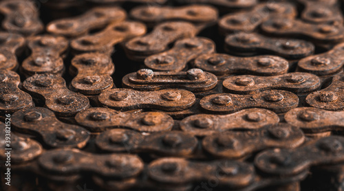 Old Bicycle chain background. Grunge texture of rusty chain © Alexandr