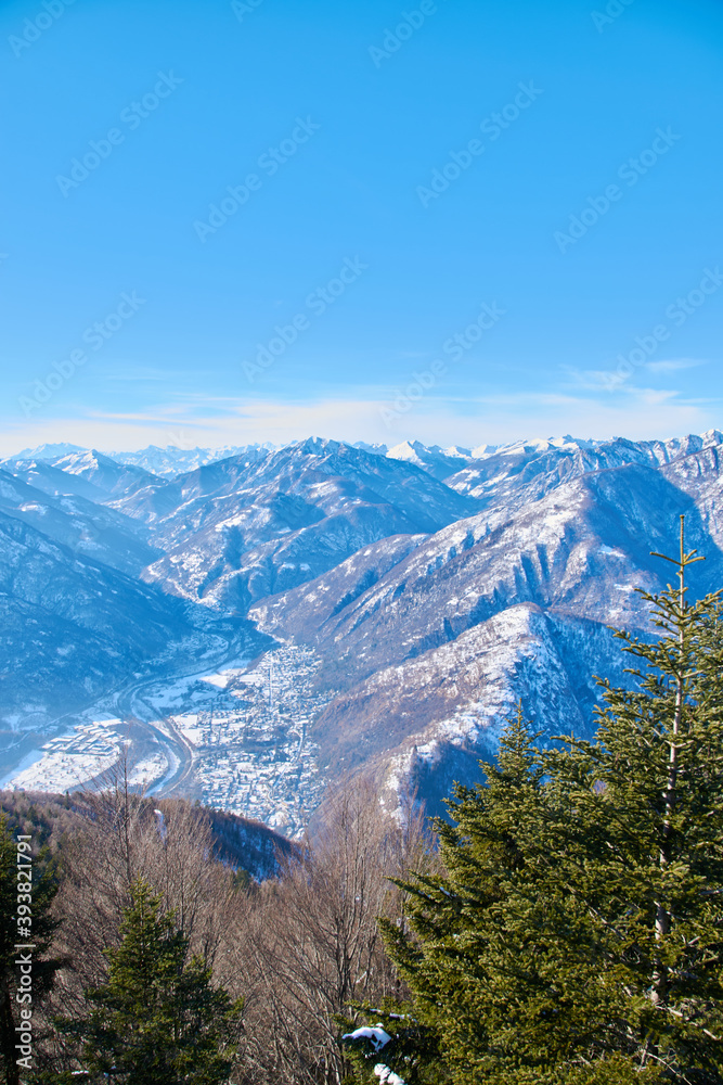 Winter landscape high in the mountains with blue sky Winter landscape high in the mountains with blue sky