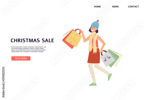 Christmas and New year holiday sales for happy shoppers a vector design for web.