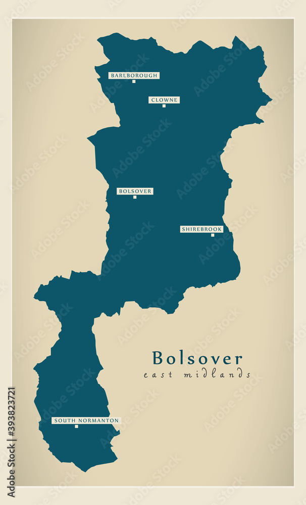Bolsover district map - England UK