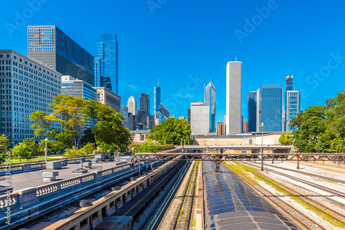 Chicago City skyline view in Illinois of USA.