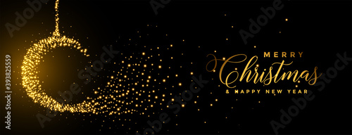 merry christmas sparkles ball golden festival banner photo