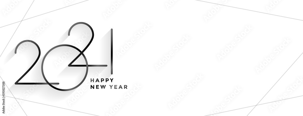 minimal style 2021 happy new year clean banner design