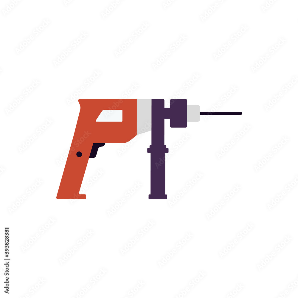 Cartoon icon of electric handy drill flat vector illustration isolated on white. Cartoon icon of electric handy drill flat vector illustration isolated on white.