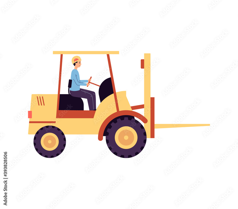 Forklift for transporting cargo a vector isolated illustration Forklift for transporting cargo a vector isolated illustration