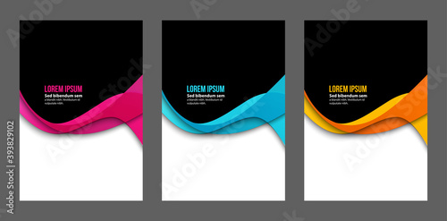 Abstract header blue pink orange wave vector design.