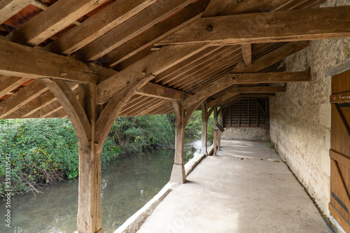 Ancient washhouse by the river  in the picturesque village of Crissay-sur-Manse  le lavoir