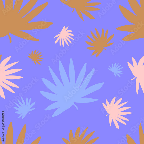 Seamless pattern with palm leaves on a Golden background Vector background of tropical leaves. Vector illustration in flat style for decorating rooms, Wallpaper, wrapping paper and fabric.