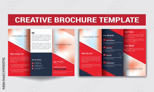 Trifold Brochure Layout with Red Accents