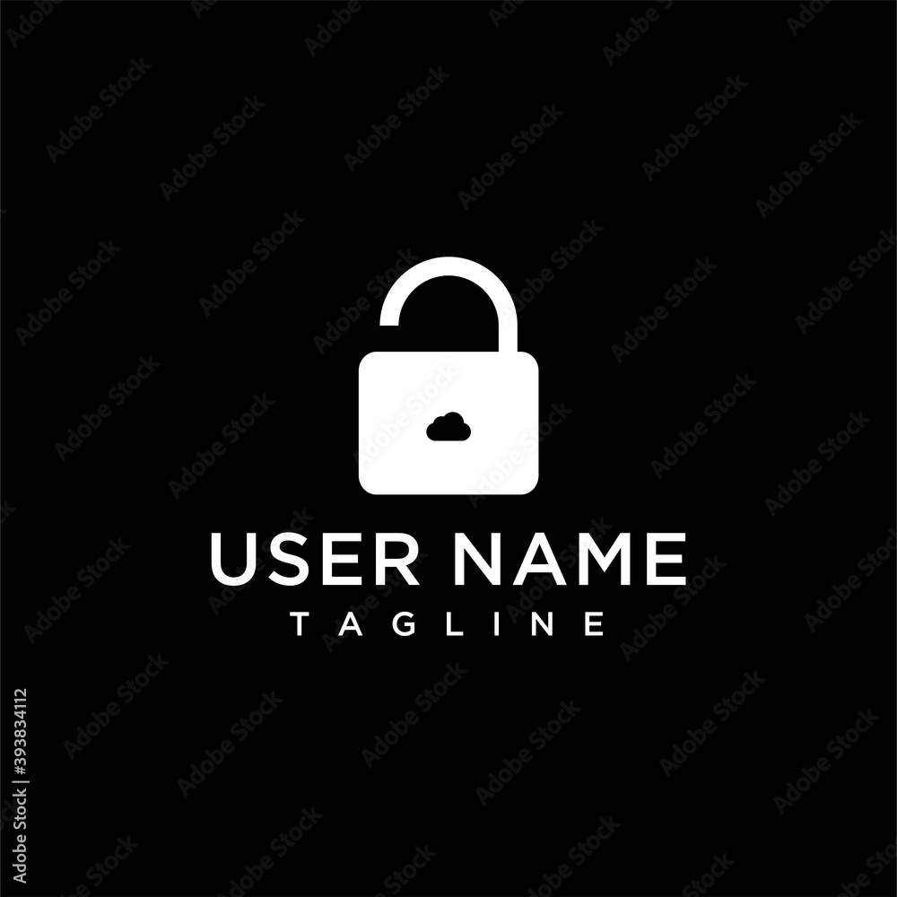 Padlock logo concept with cloud combination Padlock logo concept with cloud combination