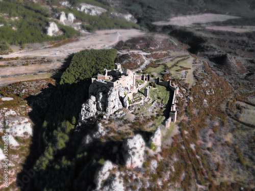AERIAL VIEW OF THE CASTLE OF LOARRE IN HUESCA SPAIN photo