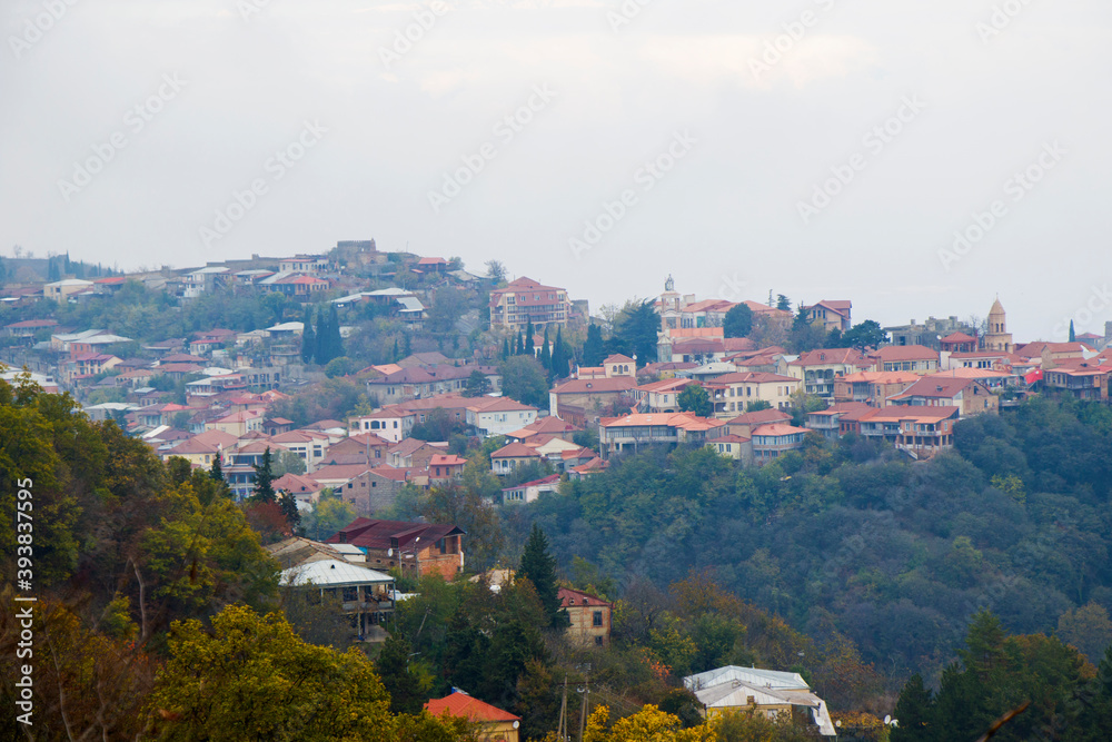 Obraz premium Sighnaghi village landscape and city view in Kakheti, Georgia