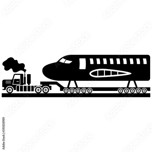 plane parts being transported concept, Oversize Load Vehicle Icon, Heavy Hauler Vector Design, Trucks with trailers symbol, Overweight and oversize Transport Carrier Sign, Project Cargo and Logistics