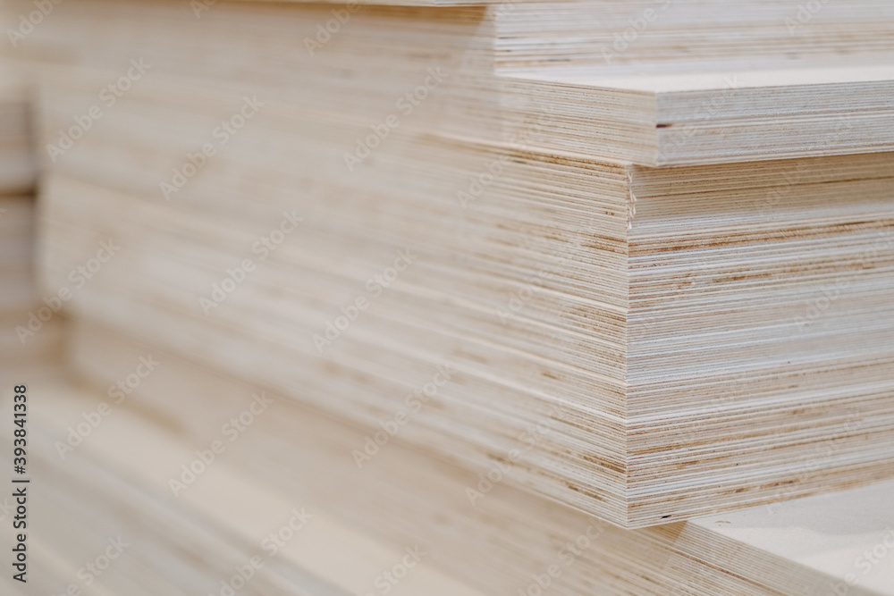 Closeup shot of a stack of wooden planks