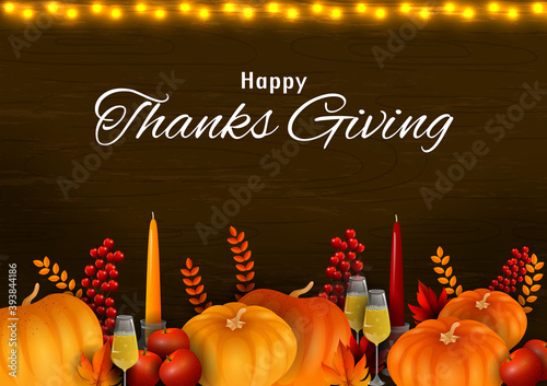 easy to edit vector illustration of Thanksgiving Harvesting festival background