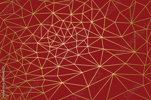 Abstract linear geometric background from triangles. Flat vector illustration on red background.