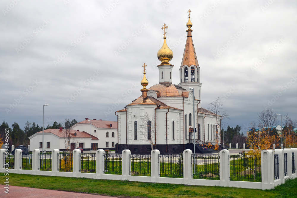 View of St. Nicholas church (Nikolskaya church). Gubkinsky, Yamalo-Nenets Autonomous Okrug (Yamal), Russia.