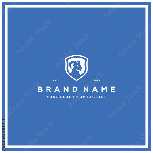 goat shield Logo design concept vector