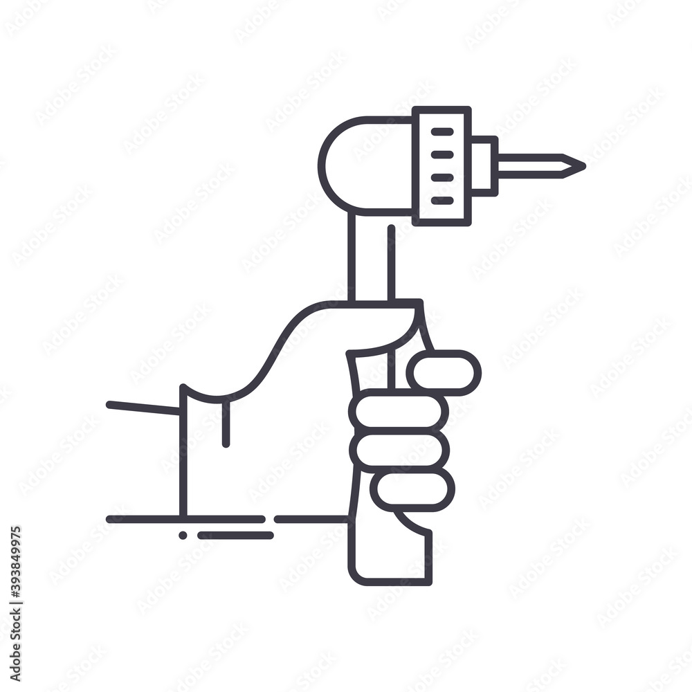 Dental repair tool icon, linear isolated illustration, thin line vector, web design sign, outline concept symbol with editable stroke on white background.